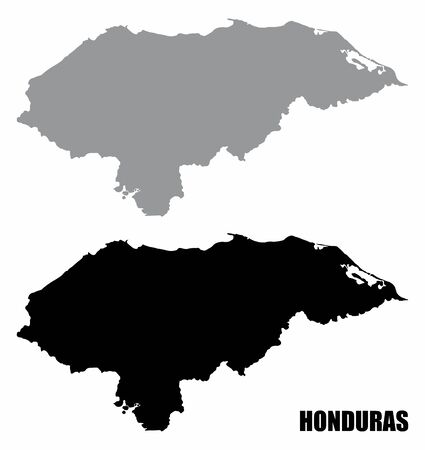 Honduras silhouette maps isolated on white backgroundのイラスト素材