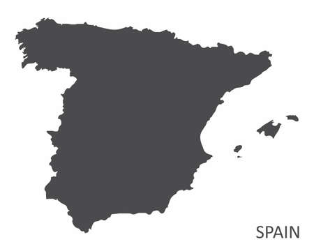 Spain silhouette map isolated on white backgroundのイラスト素材