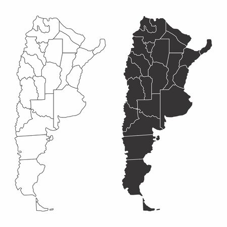 A set of black and white Argentina provinces mapsのイラスト素材