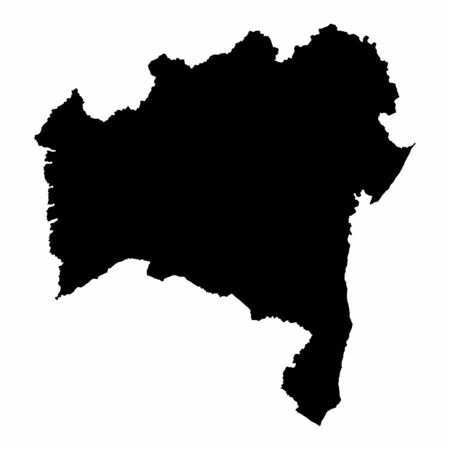 Bahia State dark silhouette map isolated on white background, Brazilのイラスト素材