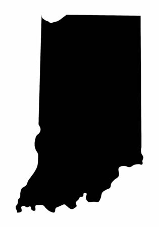 Indiana State dark silhouette map isolated on white backgroundのイラスト素材
