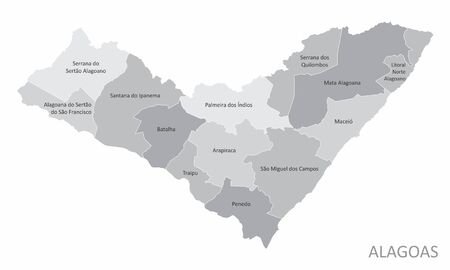 The Alagoas State map divided into regions with labelsのイラスト素材