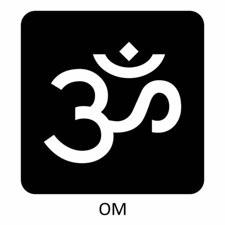 White Om sign and symbol on dark background