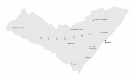 The Alagoas State map with the main cities labelsのイラスト素材