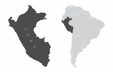 The Peru map and its location in South Americaのイラスト素材