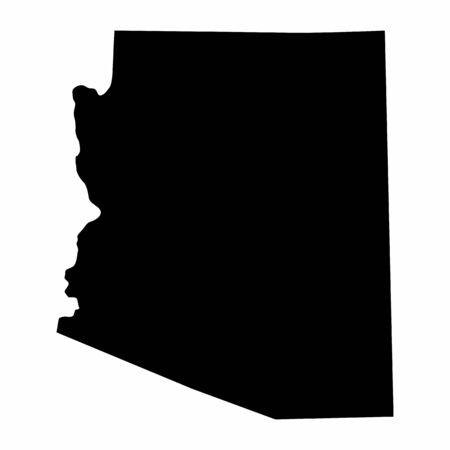 Arizona State dark silhouette map isolated on white backgroundのイラスト素材