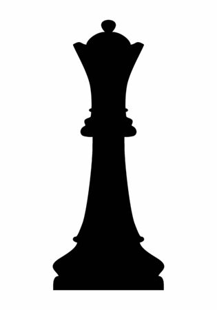 Chess Queen dark silhouette isolated on white backgroundのイラスト素材