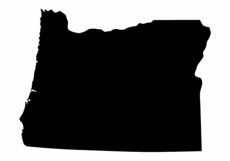Oregon State dark silhouette map isolated on white backgroundのイラスト素材