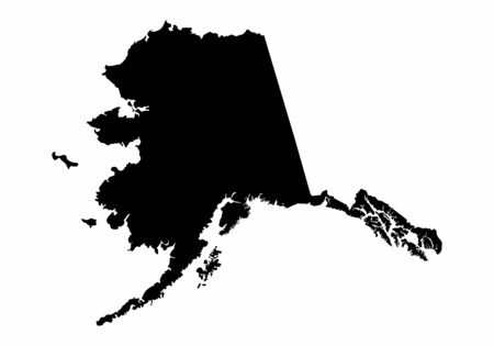 Alaska dark silhouette map isolated on white backgroundのイラスト素材