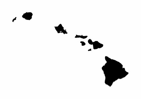 Hawaii dark silhouette map isolated on white backgroundのイラスト素材