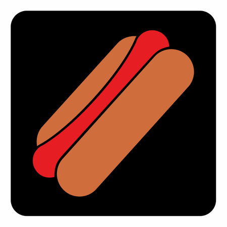 Hot dog icon illustration on dark backgroundのイラスト素材