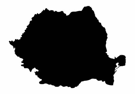 Romania dark silhouette map isolated on white backgroundのイラスト素材