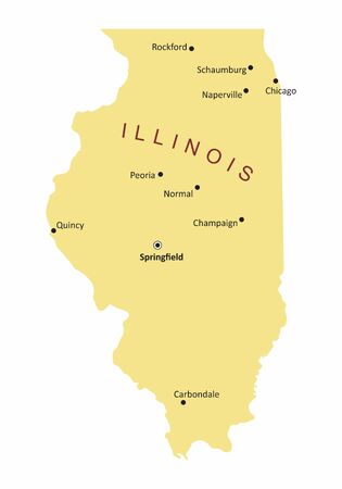 The Illinois map with some cities labelsのイラスト素材