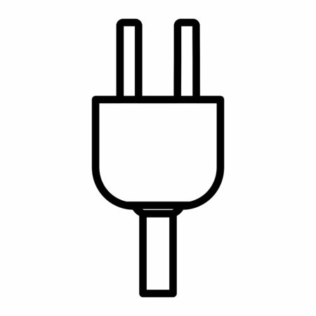 Electric plug illustration. Black outlines on white background.のイラスト素材