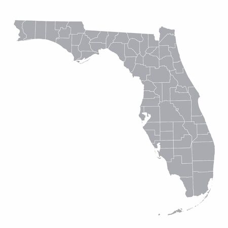 A gray map of Florida counties isolated on white backgroundのイラスト素材