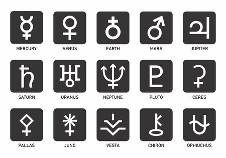 A set of Zodiac and astrology symbols of the planetsのイラスト素材