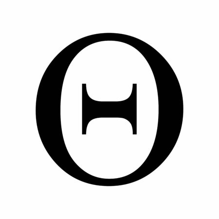 Uppercase Theta greek letter illustration on white backgroundのイラスト素材