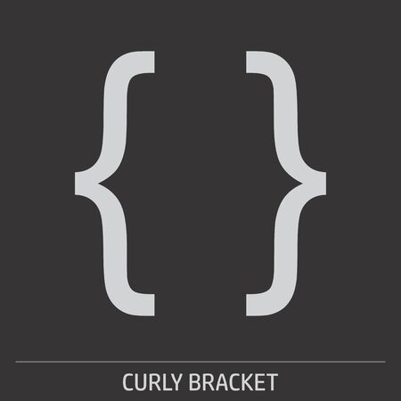 Curly bracket icon illustration on gray background with labelのイラスト素材