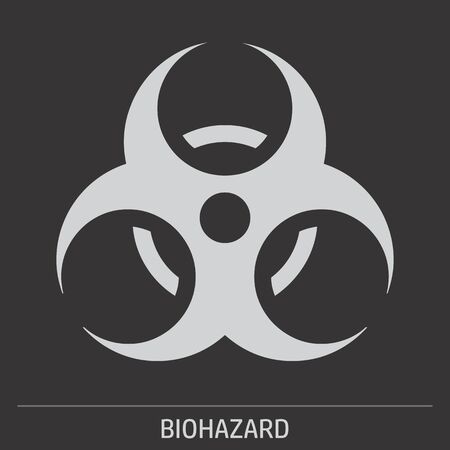 Biohazard sign illustration on gray background with labelのイラスト素材