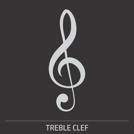 Treble Clef icon illustration on gray background with labelのイラスト素材