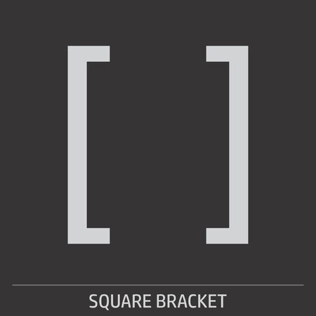 Square bracket icon illustration on gray background with label