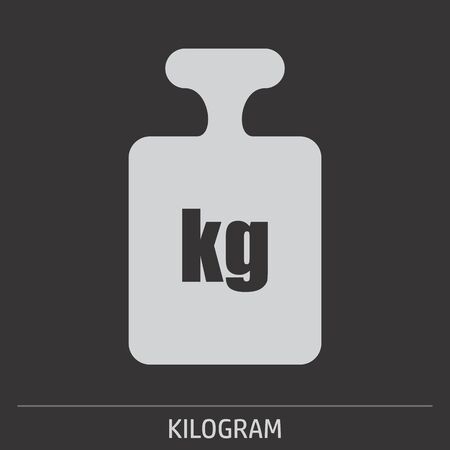 Weight kilogram icon illustration on gray background with labelのイラスト素材