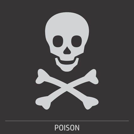 Poison skull icon illustration on gray background with label