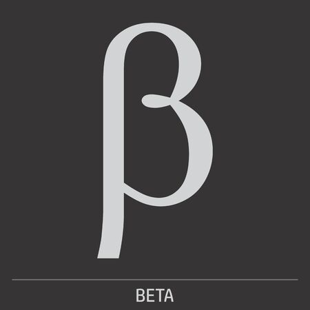 Lowercase Beta greek letter icon illustration on gray background with labelのイラスト素材