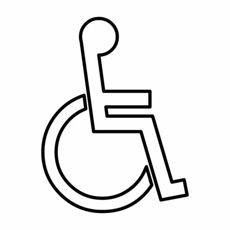 A Wheelchair linear icon illustration on white backgroundのイラスト素材