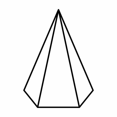 Hexagonal pyramid linear icon illustration on white backgroundのイラスト素材