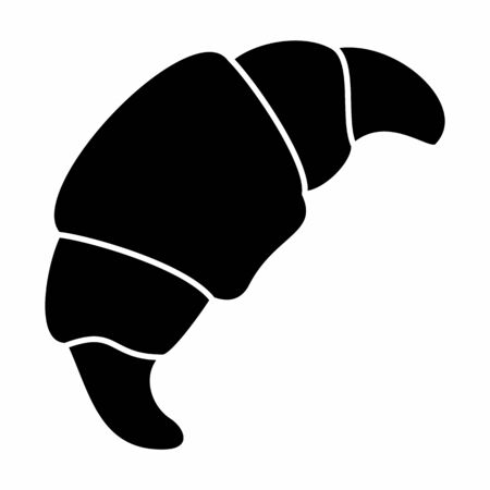 Croissant black icon illustration on white backgroundのイラスト素材