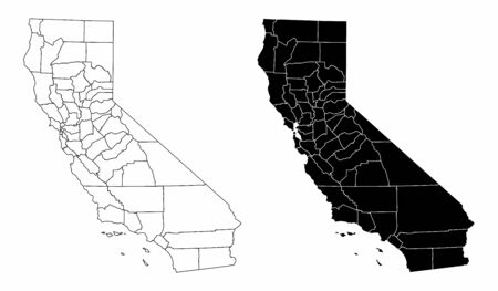 The black and white maps of the California State countiesのイラスト素材