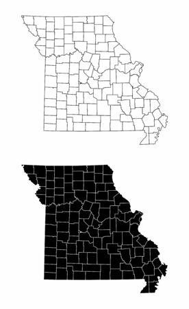The black and white Missouri State County Mapsのイラスト素材