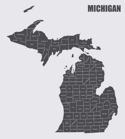 Michigan County Mapのイラスト素材