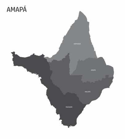 The Amapa State regions map with labels on white background, Brazilのイラスト素材