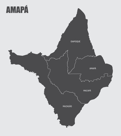 The Amapa State map divided into regions with labels, Brazilのイラスト素材