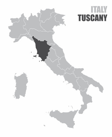 The Italy map with the highlighted Tuscany regionのイラスト素材