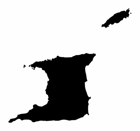 The Trinidad and Tobago dark silhouette map isolated on white backgroundのイラスト素材