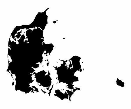 The Denmark dark silhouette map isolated on white backgroundのイラスト素材