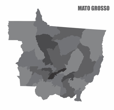 The Mato Grosso State map isolated on white background, Brazilのイラスト素材
