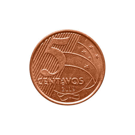 5 Brazilian real centavos coin isolated on white background