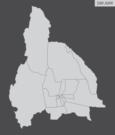 The San Juan province isolated map divided into departments, Argentinaのイラスト素材