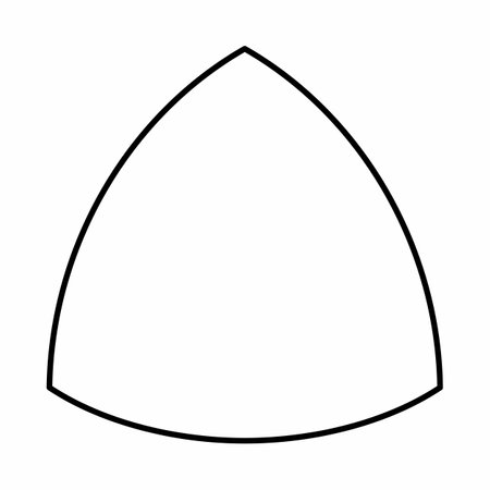 Curvilinear triangle geometric shape. Black outlines on white background.のイラスト素材