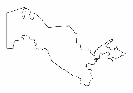 Uzbekistan outline map isolated on white backgroundのイラスト素材