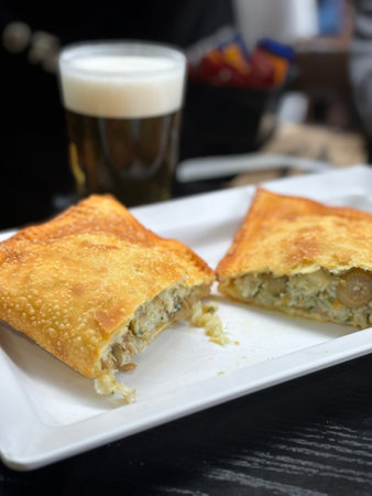 Stuffed pastry food on the bar table