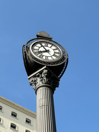 Old metal clock in public square, Santo Andre, Brazilの写真素材
