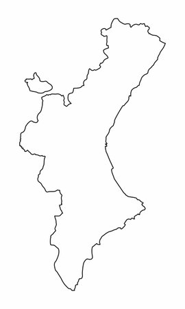Valencian Community, outline map isolated on white background, Spainのイラスト素材
