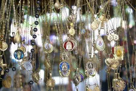 religious medals and chainsの写真素材