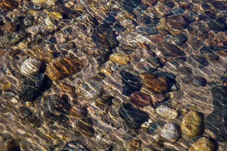 The texture of the water of a shallow riverの写真素材