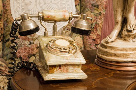 Old fashioned telephone in a houseの写真素材
